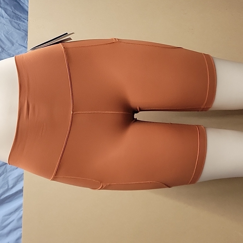 Women's High-Waisted Orange Shorts - Picture 9 of 9